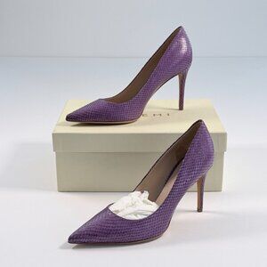 M.Gemi Purple Snake Embossed Leather Pumps 39.5